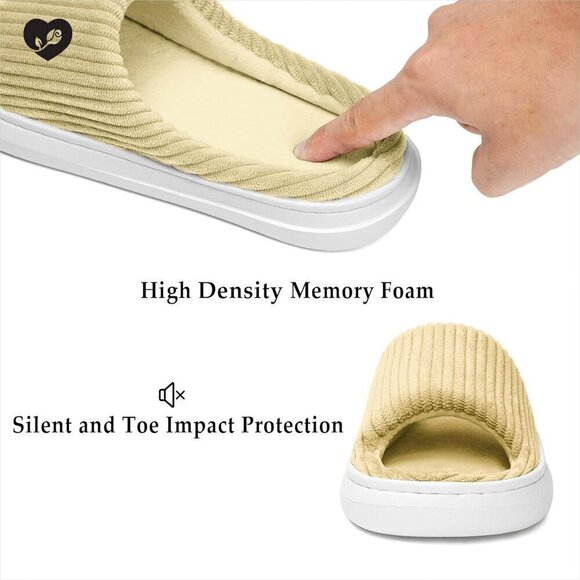 Slippers Memory OpenToe House Bedroom Corduroy Lightweight Shoes Comfy for Women - Picture 4 of 7